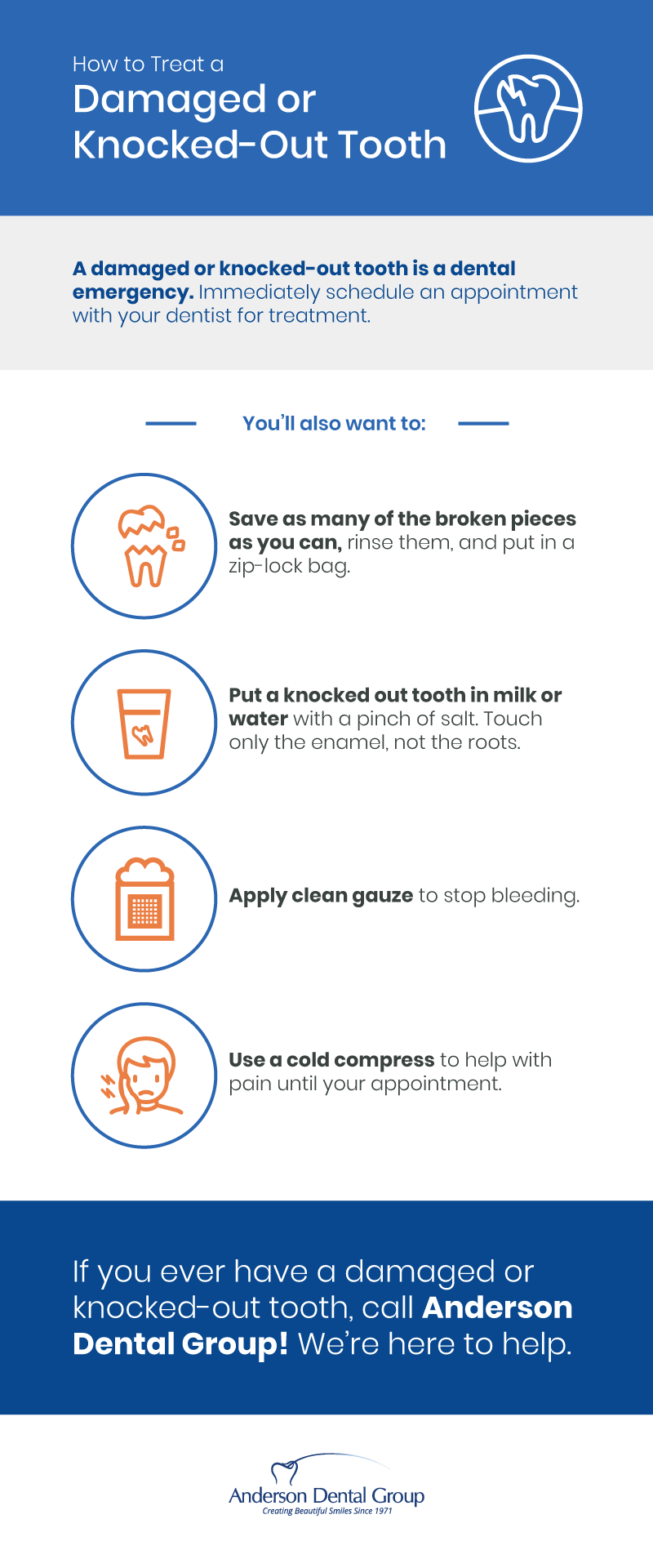 How to treat a damaged on knocked out tooth in Payson, AZ infographic